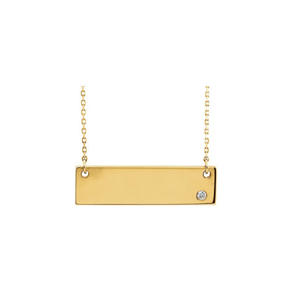 Natural Diamond Engravable Bar Necklace