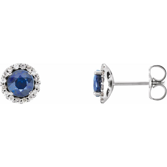 5 mm Natural Blue Sapphire & 1/8 CTW Natural Diamond Earrings