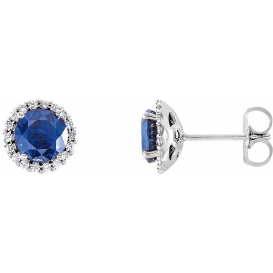6 mm Natural Blue Sapphire & 1/8 CTW Natural Diamond Earrings