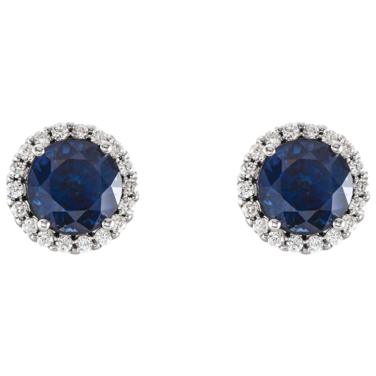6 mm Natural Blue Sapphire & 1/8 CTW Natural Diamond Earrings