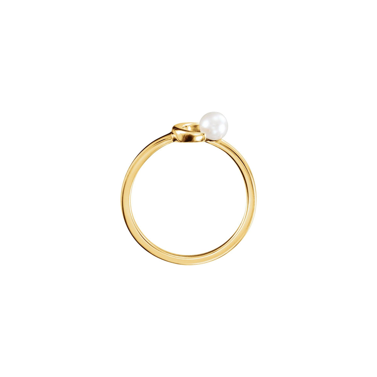 Cultured White Freshwater Pearl Crescent Moon Ring