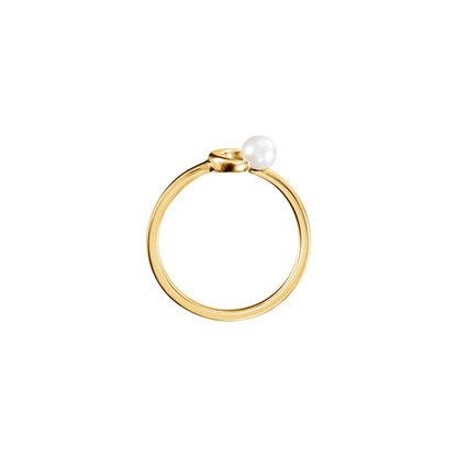 Cultured White Freshwater Pearl Crescent Moon Ring