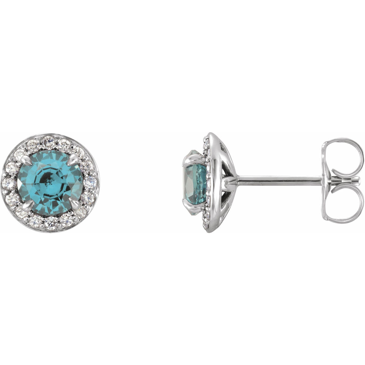 5 mm Natural Aquamarine & 1/8 CTW Natural Diamond Earrings
