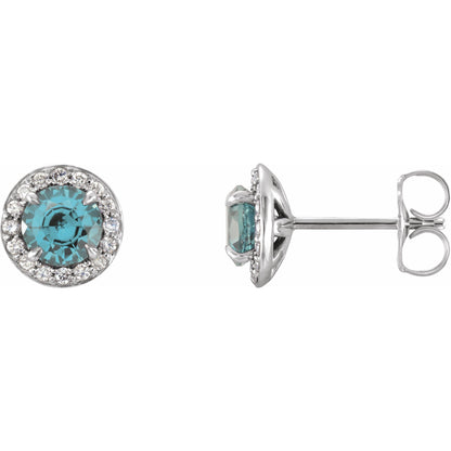 5 mm Natural Aquamarine & 1/8 CTW Natural Diamond Earrings