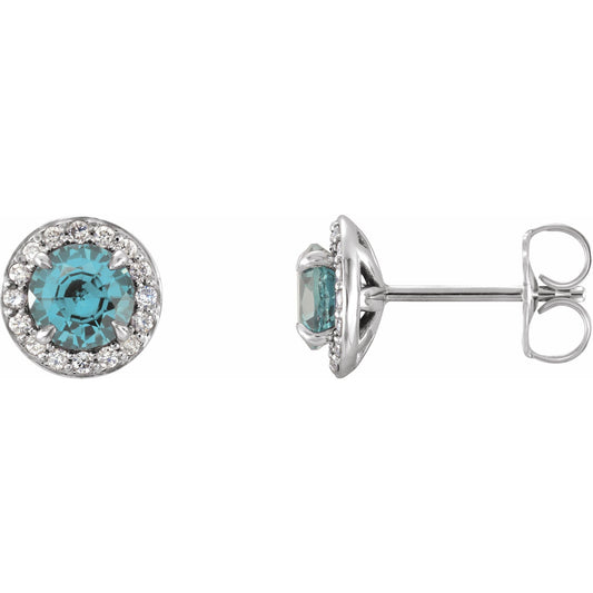 5 mm Natural Aquamarine & 1/8 CTW Natural Diamond Earrings