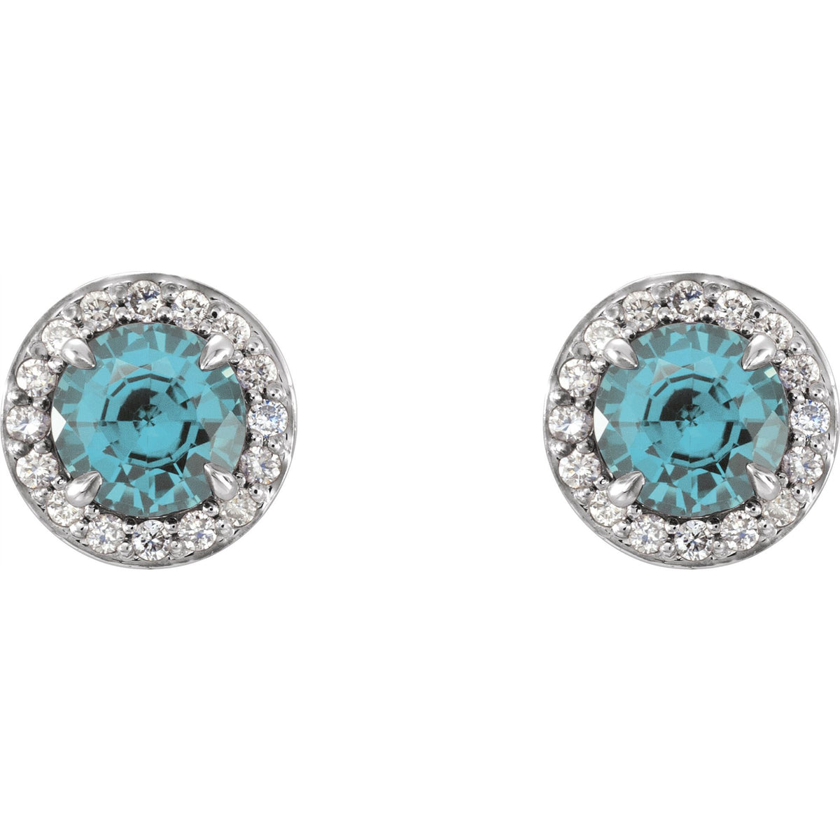 5 mm Natural Aquamarine & 1/8 CTW Natural Diamond Earrings
