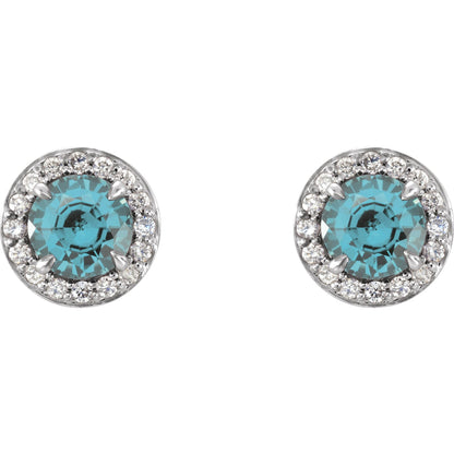 5 mm Natural Aquamarine & 1/8 CTW Natural Diamond Earrings