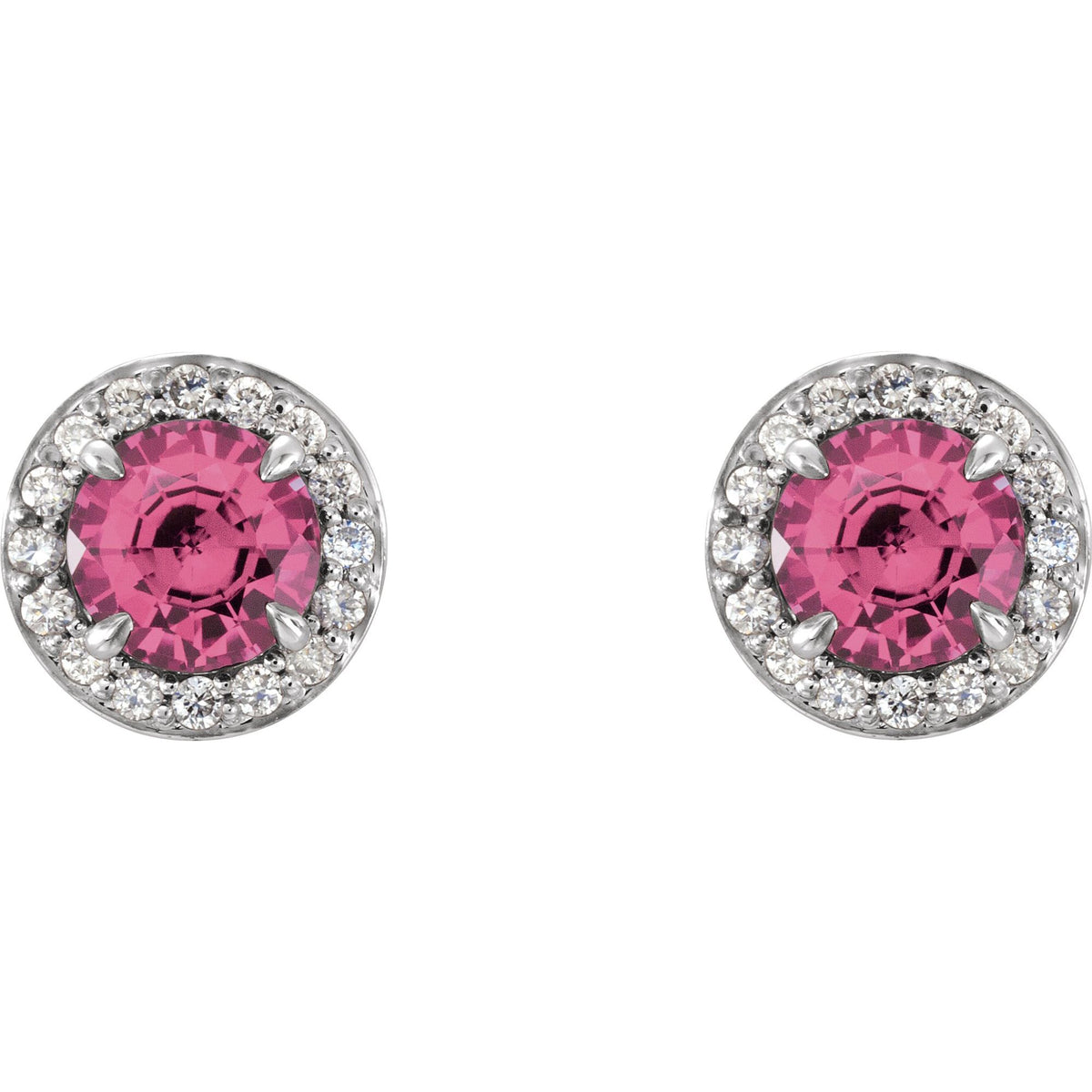 4 mm Natural Pink Tourmaline & 1/10 CTW Natural Diamond Earrings