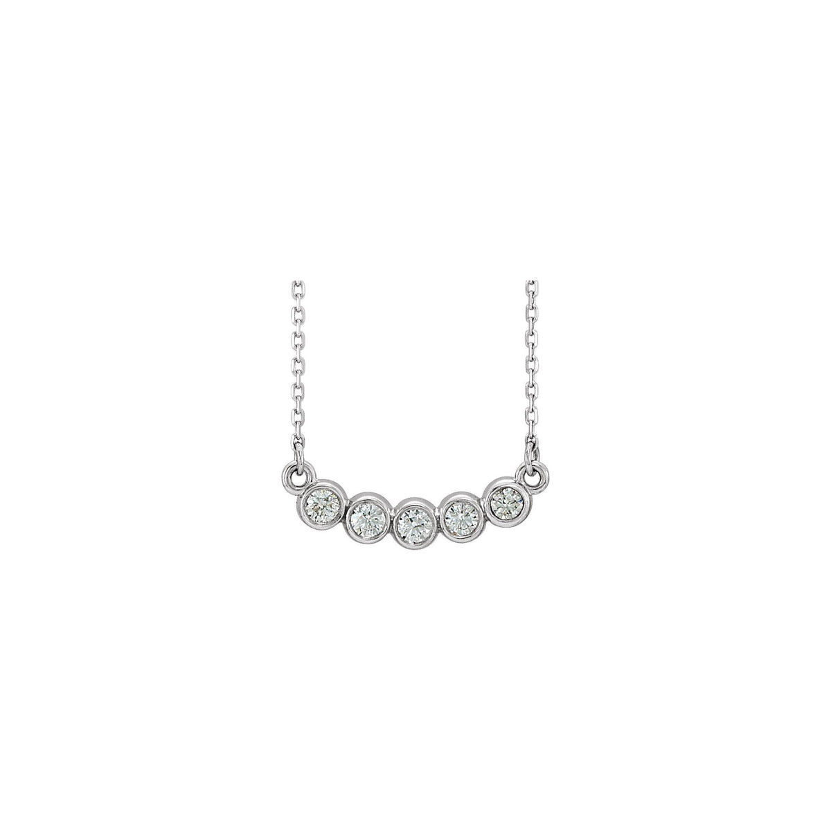 Natural Diamond Five-Stone Bezel-Set Necklace or Center