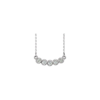 Natural Diamond Five-Stone Bezel-Set Necklace or Center