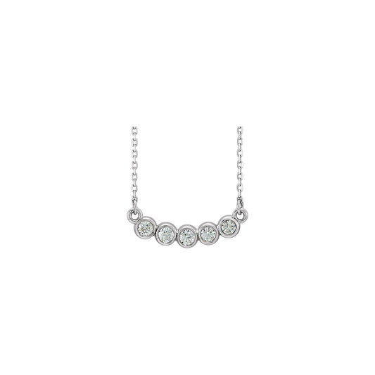 Natural Diamond Five-Stone Bezel-Set Necklace or Center