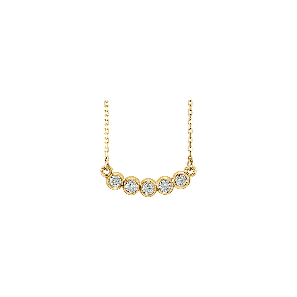 Natural Diamond Five-Stone Bezel-Set Necklace or Center