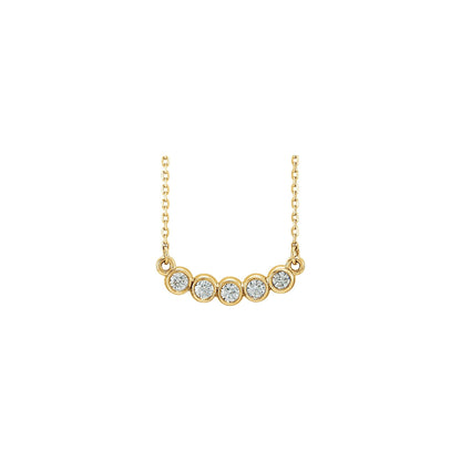 Natural Diamond Five-Stone Bezel-Set Necklace or Center