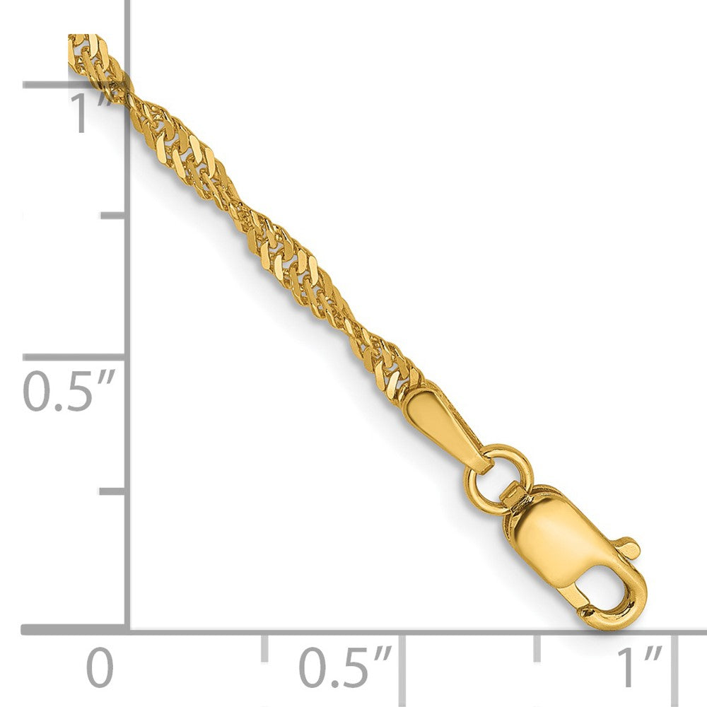 1.9mm Singapore Chain Anklet 10" - Yellow Gold