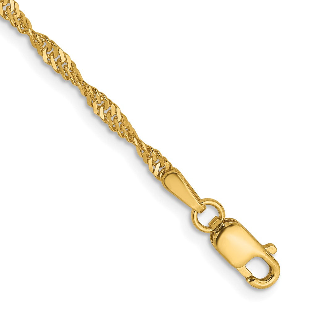 1.9mm Singapore Chain Anklet 10" - Yellow Gold
