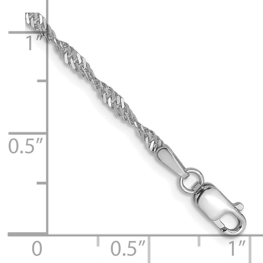 1.9mm Singapore Chain Anklet 10" - White Gold