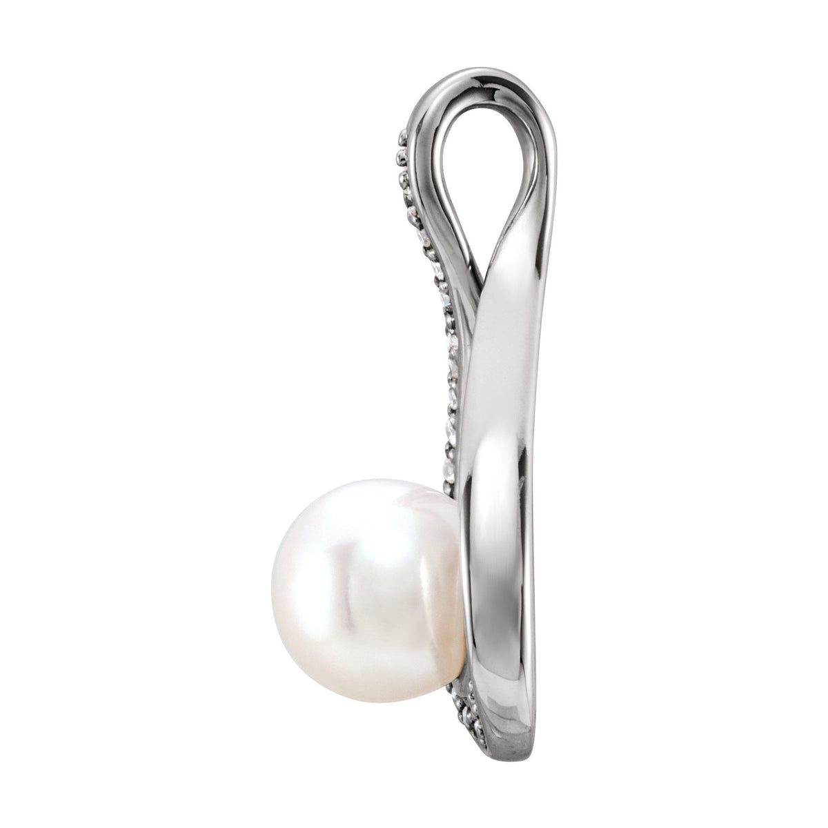 Cultured White Freshwater Pearl & .03 CTW Natural Diamond Pendant