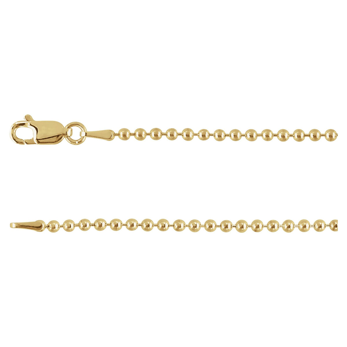2 mm Hollow Bead 7" Chain