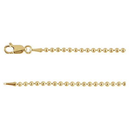 2 mm Hollow Bead 7" Chain