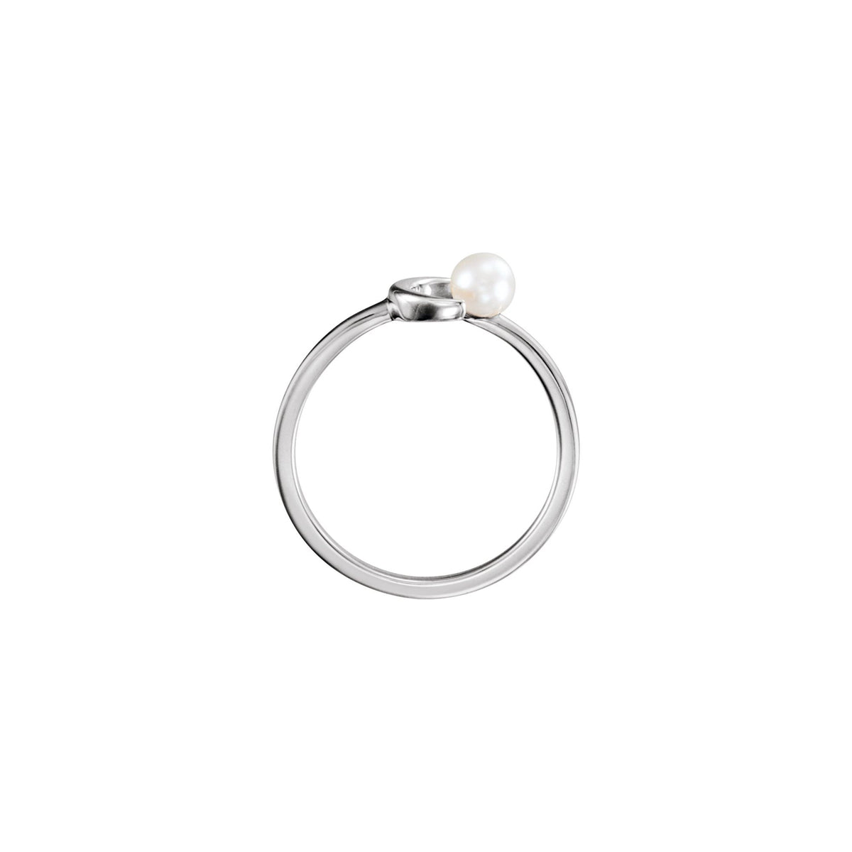 Cultured White Freshwater Pearl Crescent Moon Ring