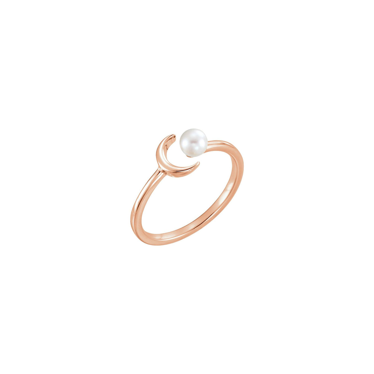 Cultured White Freshwater Pearl Crescent Moon Ring