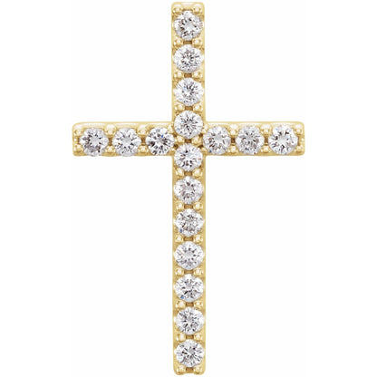Natural Diamond Petite Cross Necklace or Pendant