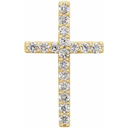 Natural Diamond Petite Cross Necklace or Pendant