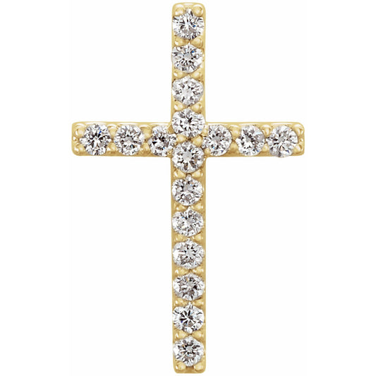 Natural Diamond Petite Cross Necklace or Pendant
