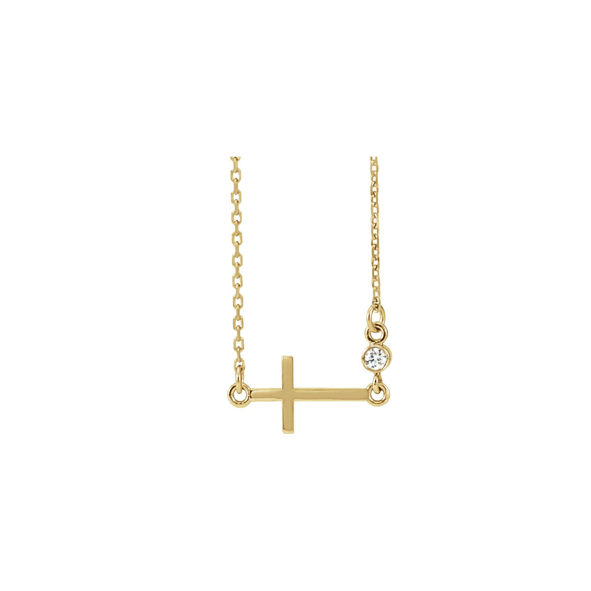 Natural Diamond Accented Sideways Cross Necklace