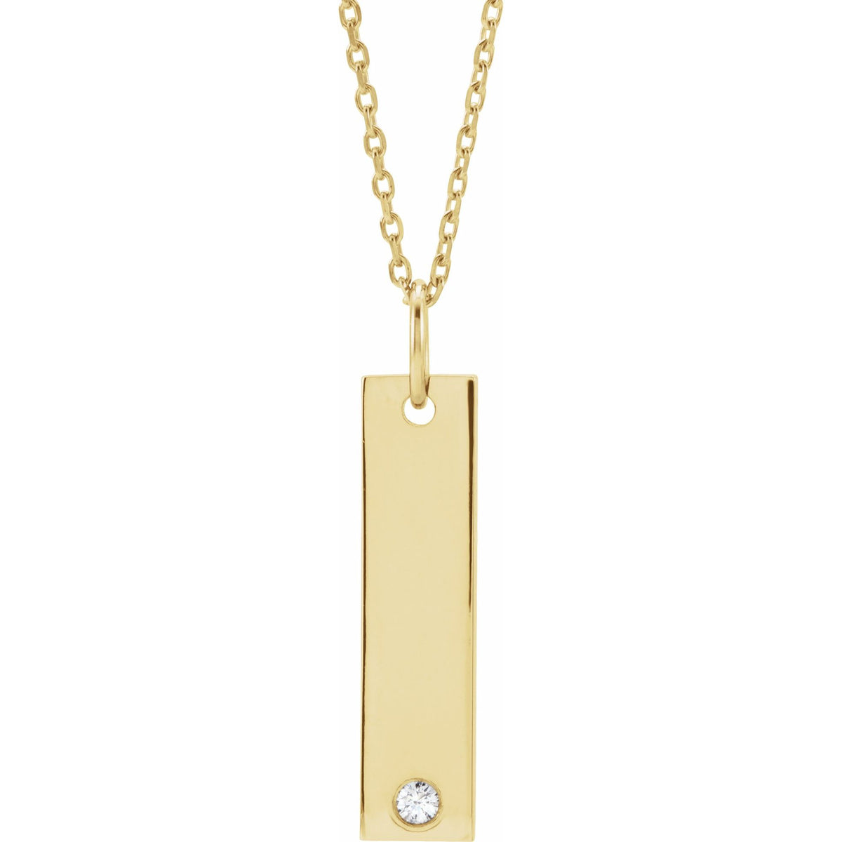 Natural Diamond Engravable Bar Necklace or Pendant
