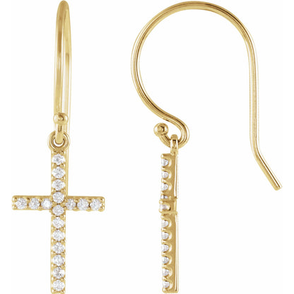 Natural Diamond Petite Cross Earrings