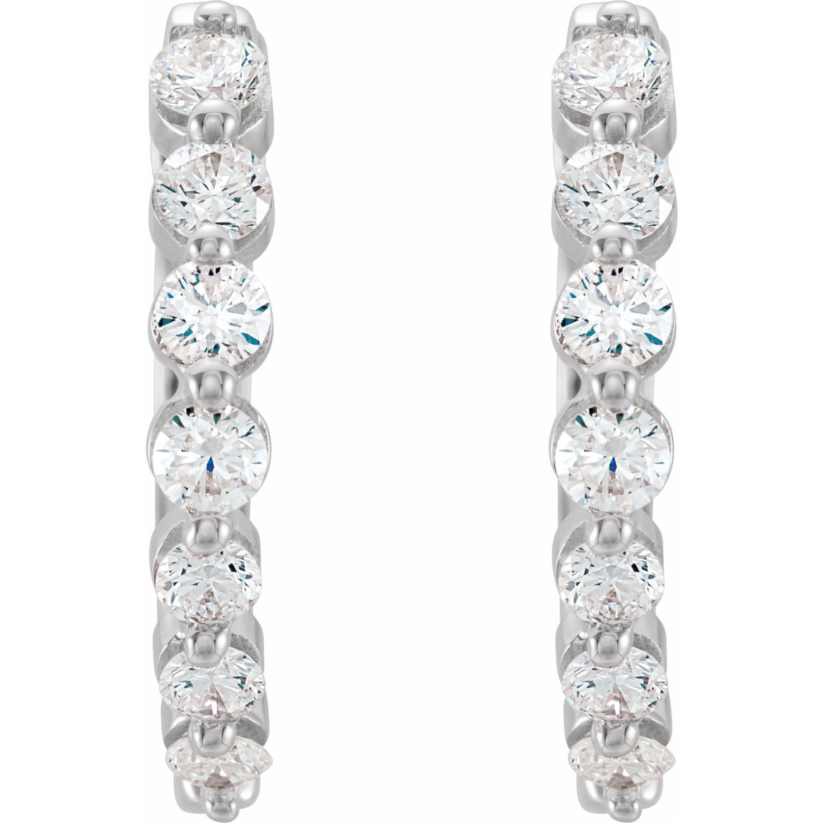 1/2 CTW Natural Diamond Hinged 15.25 mm Hoop Earrings