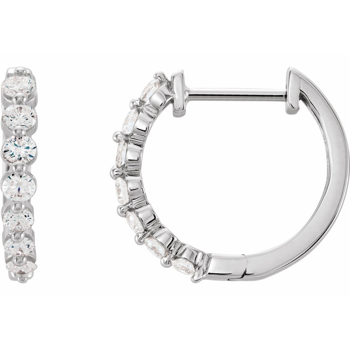 1/2 CTW Natural Diamond Hinged 15.25 mm Hoop Earrings