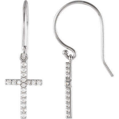 Natural Diamond Petite Cross Earrings
