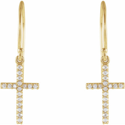 Natural Diamond Petite Cross Earrings
