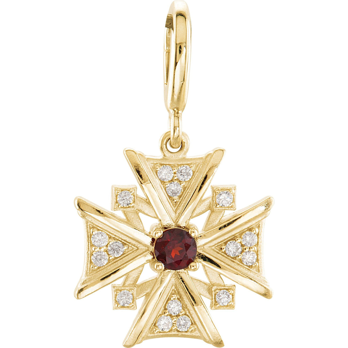Natural Mozambique Garnet & 1/6 CTW Natural Diamond Charm/Pendant