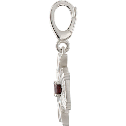 Natural Mozambique Garnet & 1/6 CTW Natural Diamond Charm/Pendant