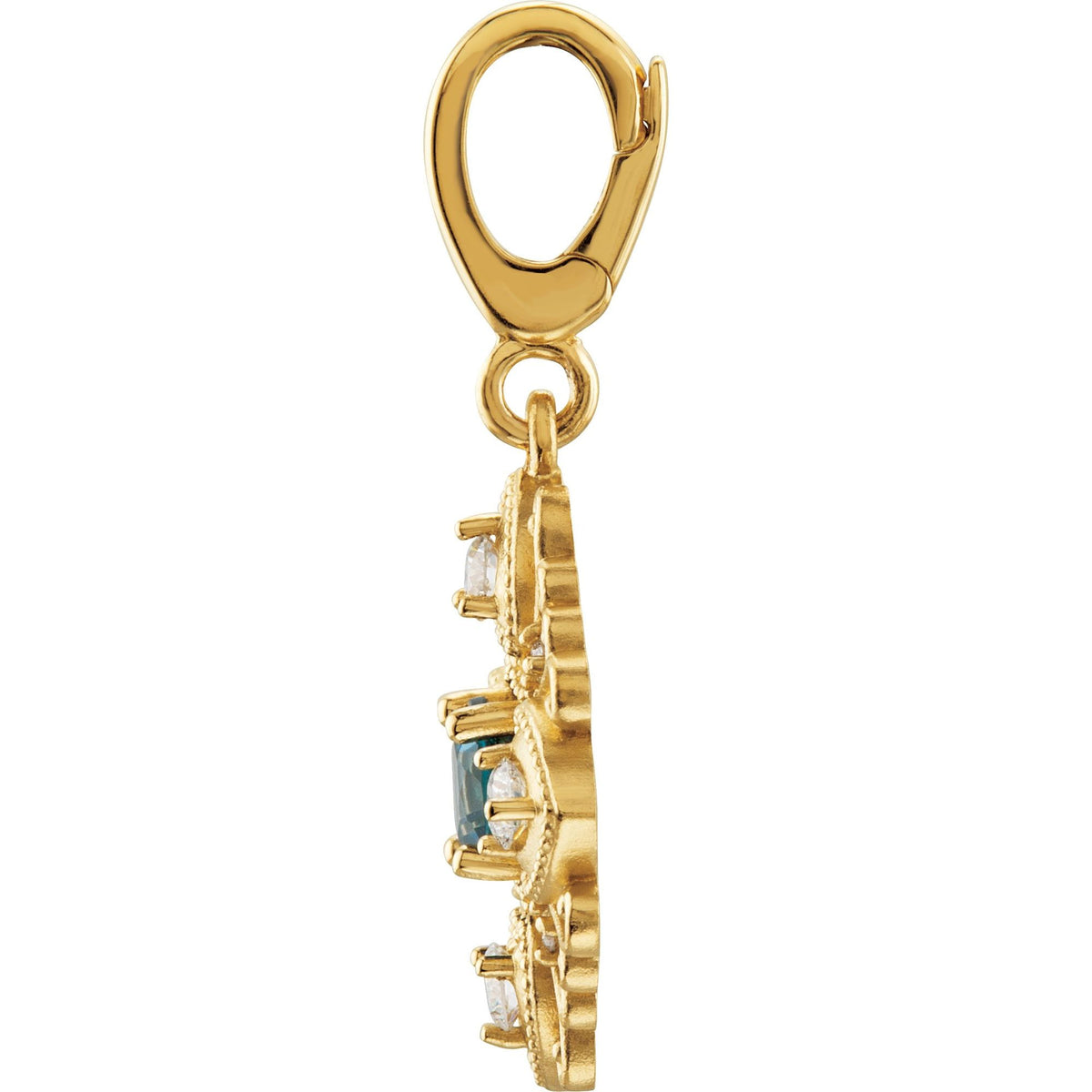 Natural London Blue Topaz & 1/4 CTW Natural Diamond Vintage-Inspired Charm/Pendant