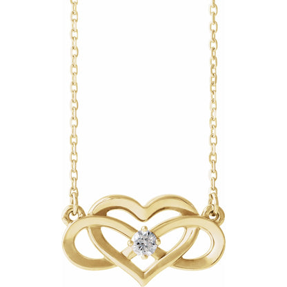Natural Diamond Accented Infinity-Inspired Heart Necklace or Center