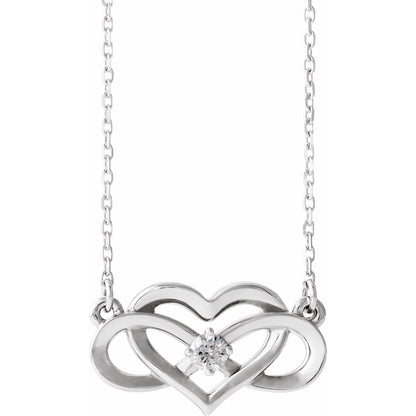 Natural Diamond Accented Infinity-Inspired Heart Necklace or Center