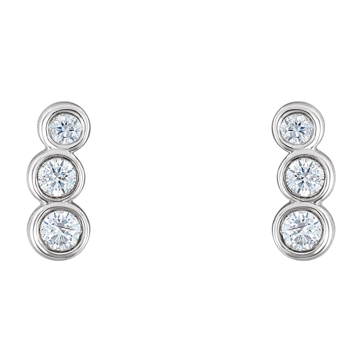 Natural Diamond Petite Three-Stone Ear Climbers