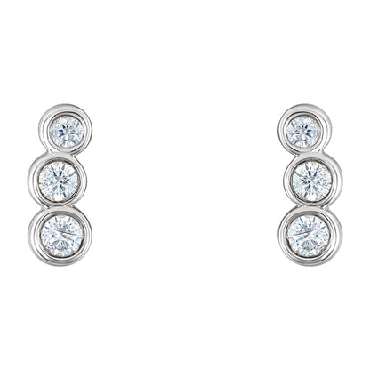 Natural Diamond Petite Three-Stone Ear Climbers