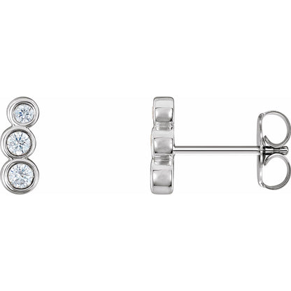Natural Diamond Petite Three-Stone Ear Climbers