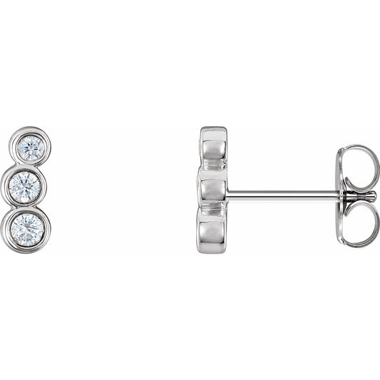 Natural Diamond Petite Three-Stone Ear Climbers