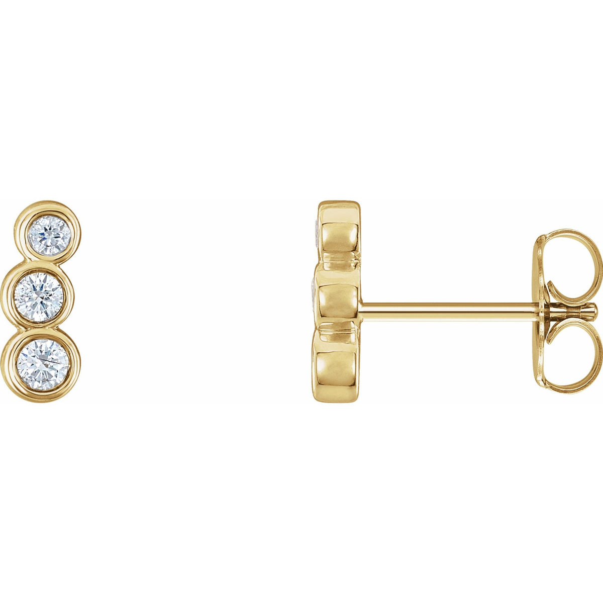 Natural Diamond Petite Three-Stone Ear Climbers