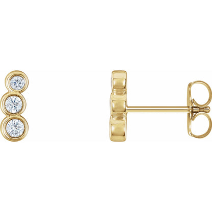 Natural Diamond Petite Three-Stone Ear Climbers