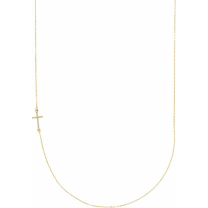 Natural Diamond Accented Sideways Cross Necklace