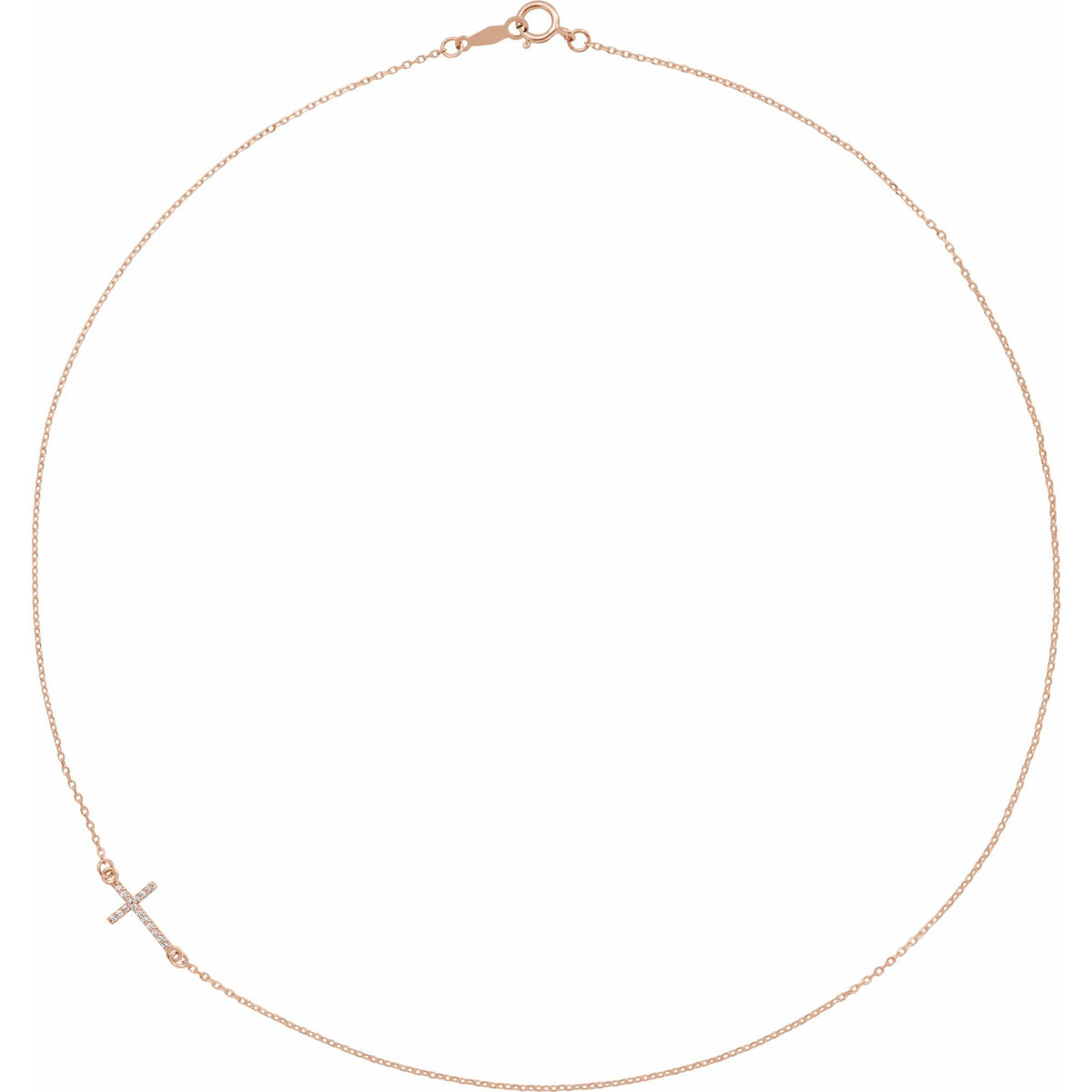 Natural Diamond Accented Sideways Cross Necklace