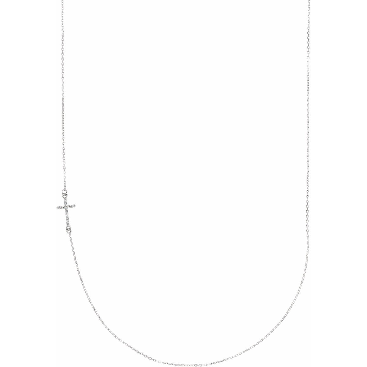 Natural Diamond Accented Sideways Cross Necklace