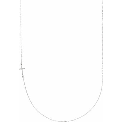 Natural Diamond Accented Sideways Cross Necklace